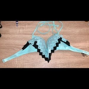 Victoria Secret aqua and black bikini top
